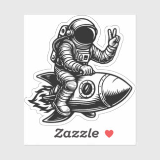Astronaut Riding on Rocket Sticker