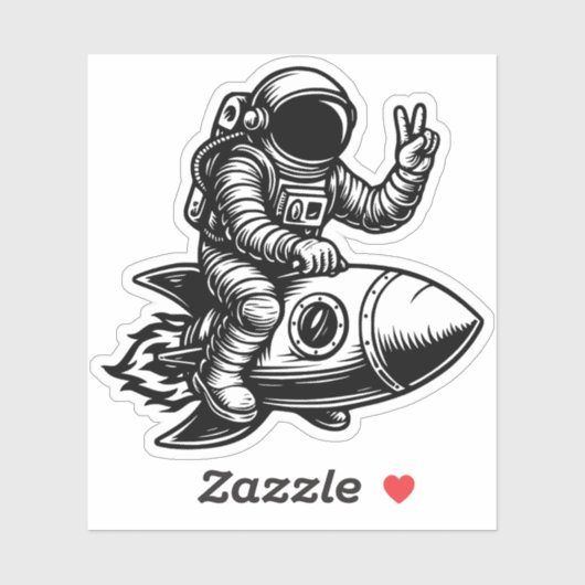 Astronaut Riding on Rocket Sticker (Vel)