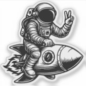 Astronaut Riding on Rocket Sticker (Voorkant)