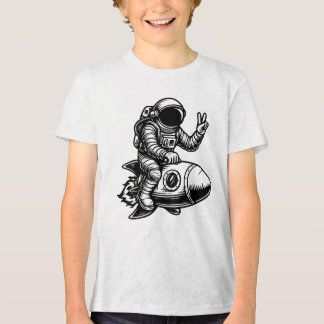Astronaut Riding on Rocket  Tri-Blend Shirt