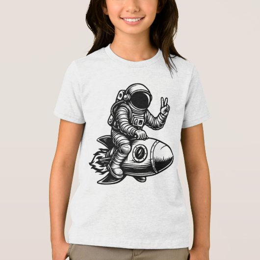 Astronaut Riding on Rocket  Tri-Blend Shirt (Voorkant)