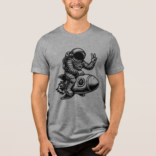Astronaut Riding on Rocket  Tri-Blend Shirt (Voorkant)