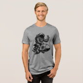 Astronaut Riding on Rocket  Tri-Blend Shirt (Voorkant volledig)