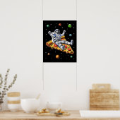 Astronaut Riding Pizza Slice Poster (Keuken)
