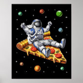 Astronaut Riding Pizza Slice Poster (Voorkant)