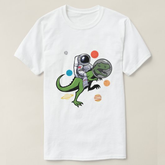 Astronaut Riding Rex Dinosaurus Astro Space T-shirt (Design voorkant)