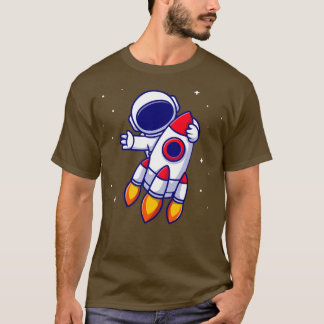Astronaut Riding Rocket Cartoon3 T-shirt
