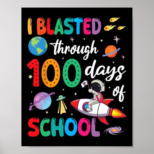 Astronaut Riding Rocket I ontplofte gedurende 100 Poster (Voorkant)