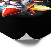 Astronaut Riding Rocket Planets Funny Christmas Ki Poster (Hoek)