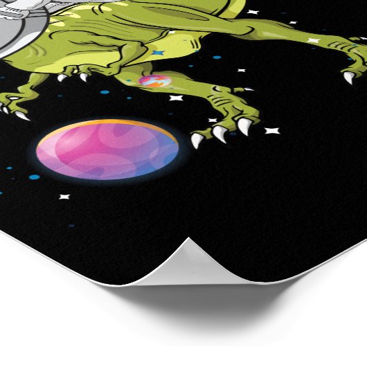 Astronaut Riding T-Rex Dinosaur Astro T-Rex Poster (Hoek)