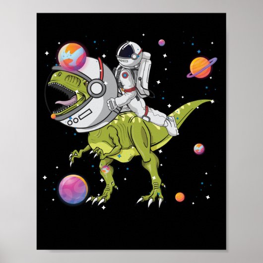 Astronaut Riding T-Rex Dinosaur Astro T-Rex Poster (Voorkant)