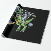Astronaut Riding T-Rex Dinosaur Astro T-Rex Space Cadeaupapier (Uitgerold)