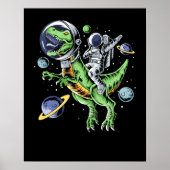 Astronaut Riding T-Rex Dinosaur Astro T-Rex Space Poster (Voorkant)