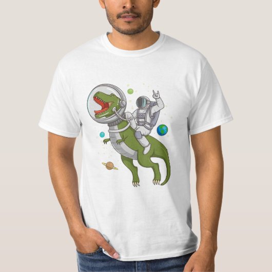Astronaut Riding T-Rex Dinosaur Astro T-Rex Space  T-shirt (Voorkant)