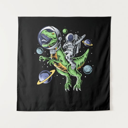 Astronaut Riding T-Rex Dinosaur Astro T-Rex Space Wandkleed (Voorkant)