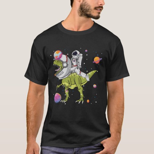 Astronaut Riding T-Rex Dinosaur Astro T-Rex T-shirt (Voorkant)