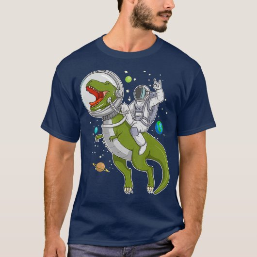 Astronaut Riding T-Rex Dinosaurus Astro T-Rex Gift T-shirt (Voorkant)