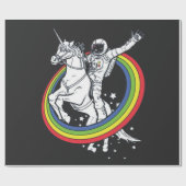 Astronaut Riding Unicorn Cadeaupapier (Vlak)