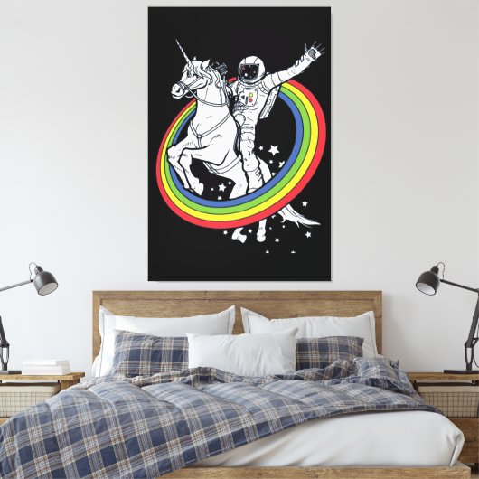 Astronaut Riding Unicorn Canvas Afdruk (Insitu (Slaapkamer))