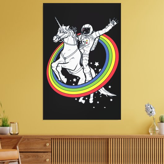 Astronaut Riding Unicorn Canvas Afdruk (Insitu (Woonkamer))
