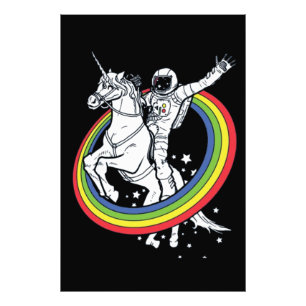 Astronaut Riding Unicorn Foto Afdruk