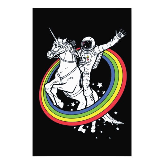 Astronaut Riding Unicorn Foto Afdruk (Voorkant)