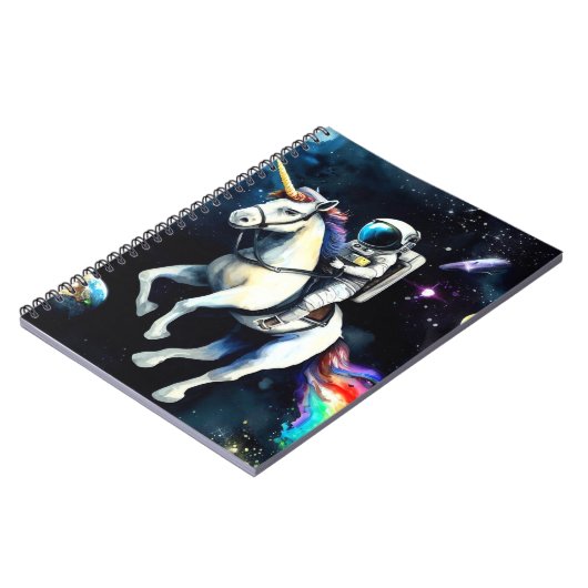 Astronaut Riding Unicorn in Space - Funny Science Notitieboek (Linkerzijde)