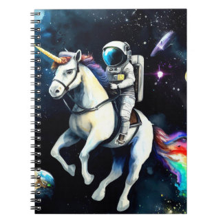 Astronaut Riding Unicorn in Space - Funny Science Notitieboek
