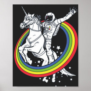 Astronaut Riding Unicorn Poster