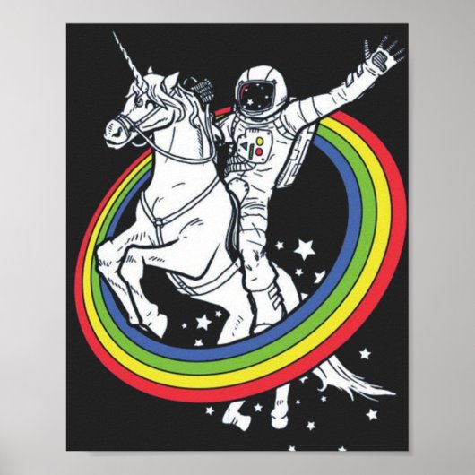 Astronaut Riding Unicorn Poster (Voorkant)