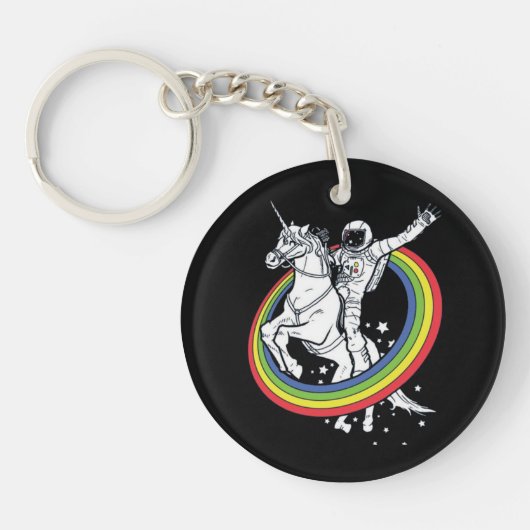 Astronaut Riding Unicorn  Sleutelhanger (Voorkant)