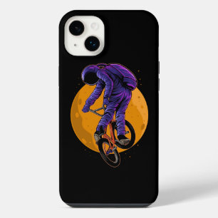 Astronaut rijden BMX fiets op de maan Halloween