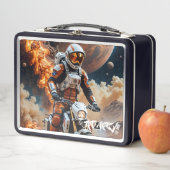 Astronaut Rijden Motorfiets op Mars Metal Lunchbox (In situ)