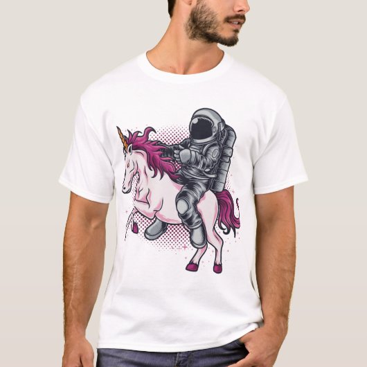 Astronaut rijden op een roze Eenhoorn T-shirt Pet  (Voorkant)