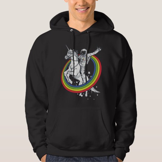 Astronaut Rijdende Eenhoorn, Grappige Buitenruimte Hoodie (Voorkant)
