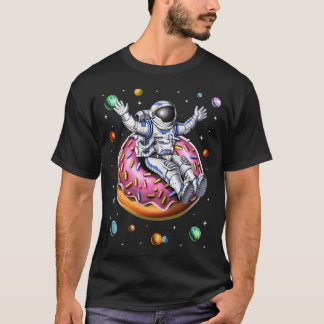 Astronaut rijdt Donut Korte Mouwen T-shirt