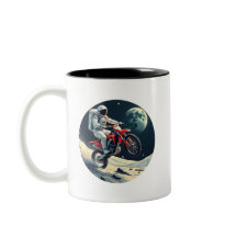 Astronaut rijdt motorcross op de maan