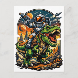Astronaut rijdt op een T-Rex – Epische ruimte dino Briefkaart