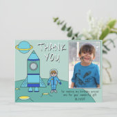 Astronaut Rocket Birthday Foto Hartelijk dank (Staand voorkant)