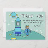 Astronaut Rocket Boy Verjaardag Dank u Card (Voorkant)