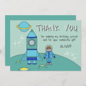 Astronaut Rocket Boy Verjaardag Dank u Card (Voorkant / Achterkant)