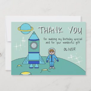 Astronaut Rocket Boy Verjaardag Dank u Card