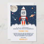Astronaut Rocket Buitenruimte 1ste verjaardag Bedankkaart (Voorkant)