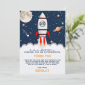 Astronaut Rocket Buitenruimte 1ste verjaardag Bedankkaart (Staand voorkant)
