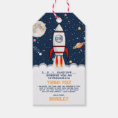 Astronaut Rocket Buitenruimte 1ste verjaardag Cadeaulabel (Voorkant)