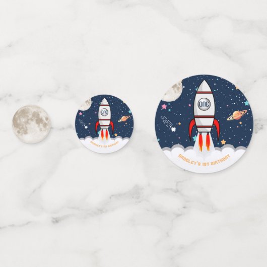 Astronaut Rocket Buitenruimte 1ste verjaardag Confetti (Voorkanten)