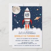 Astronaut Rocket Buitenruimte 1ste verjaardag Kaart (Voorkant)