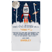 Astronaut Rocket Buitenruimte 1ste verjaardag Klein Cadeauzakje (Voorkant)