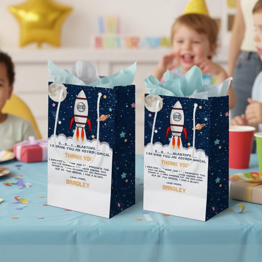 Astronaut Rocket Buitenruimte 1ste verjaardag Klein Cadeauzakje