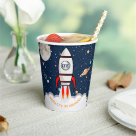 Astronaut Rocket Buitenruimte 1ste verjaardag Papieren Bekers